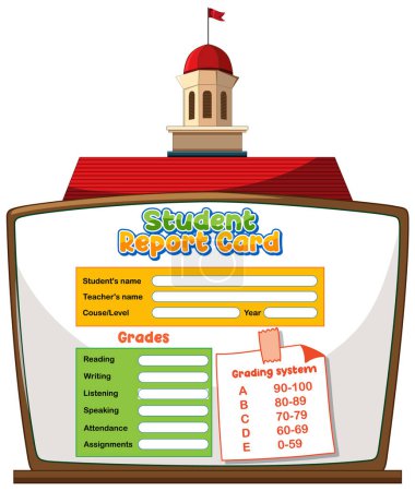 Illustration for Vector graphic of a report card on a clipboard - Royalty Free Image