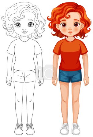 Illustration for Vector illustration of a girl, colored and outlined. - Royalty Free Image