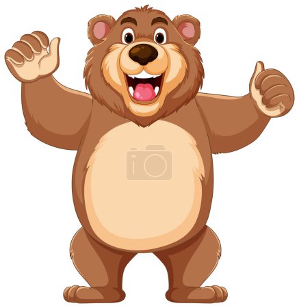 Happy cartoon bear with a friendly gesture