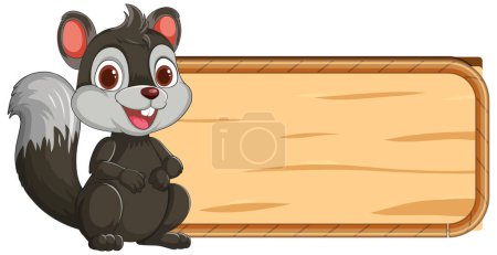 Illustration for Cartoon squirrel sitting beside an empty sign - Royalty Free Image