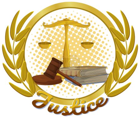 Téléchargez les illustrations : Illustration des échelles, du marteau et des livres sur la justice - en licence libre de droit