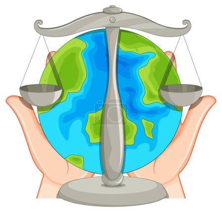 Hands holding a scale with Earth balanced on it