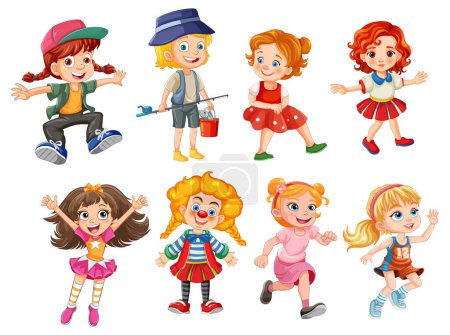 Ilustración de Ilustración vectorial colorida de niños juguetones - Imagen libre de derechos