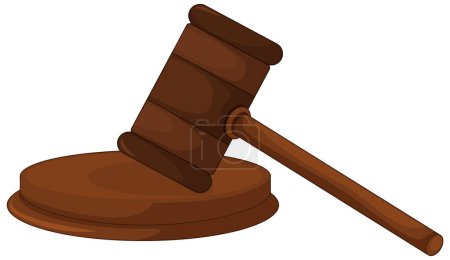 Illustration for Brown wooden gavel on a round base - Royalty Free Image