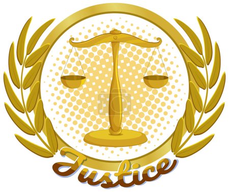 Illustration for Golden scales of justice encircled by laurel wreath - Royalty Free Image