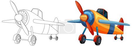Vektorillustration eines bunten Cartoon-Flugzeugs