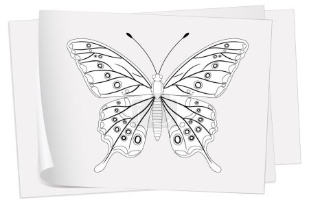 Ilustración de Mariposa blanca y negra sobre fondo blanco - Imagen libre de derechos