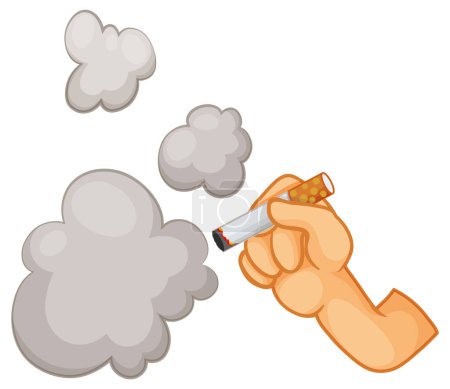 ilustración vectorial de una mano sosteniendo un cigarrillo