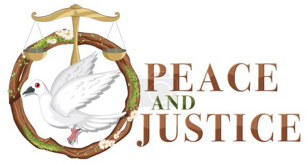 Illustration for Dove with scales symbolizing peace and justice - Royalty Free Image