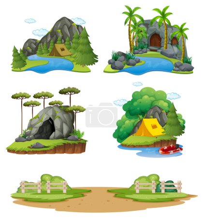 Illustration for Illustrations of various natural landscapes and outdoor scenes - Royalty Free Image