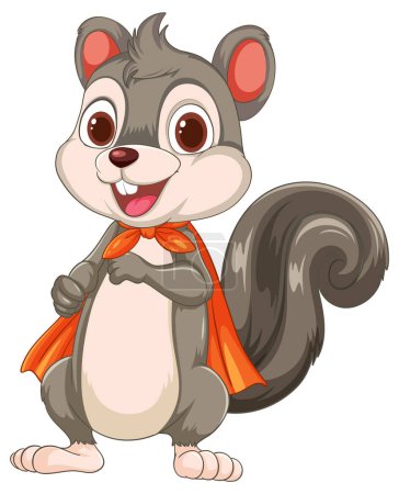 Illustration for Cartoon squirrel wearing a bright orange cape - Royalty Free Image