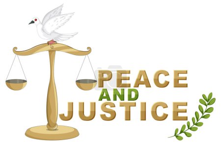 Ilustración de Paloma en escalas que simbolizan la paz y la justicia - Imagen libre de derechos