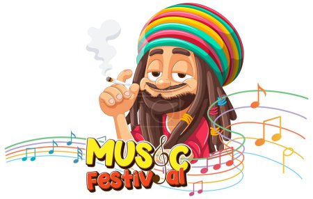 Ilustración de Colorful illustration of a reggae musician at a festival - Imagen libre de derechos