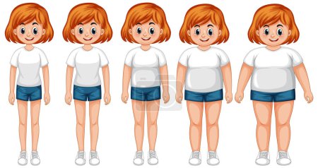 Different body types of a girl
