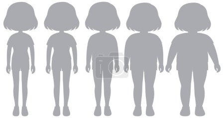Illustration for Silhouettes showing different body mass indexes - Royalty Free Image