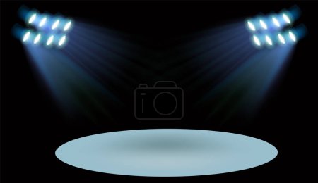 Two spotlights illuminating an empty stage