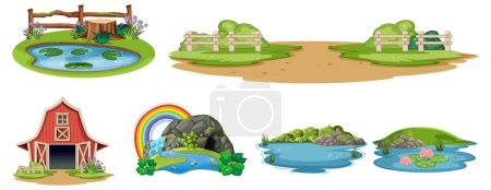 Illustration for Colorful vector illustrations of natural landscapes - Royalty Free Image
