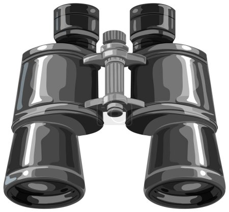 Detailed vector of black binoculars on white background.