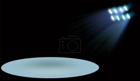 Téléchargez les illustrations : Projecteur lumineux illuminant une scène vide - en licence libre de droit