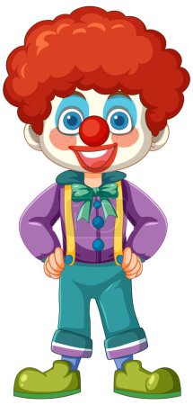 Illustration for Colorful clown with red hair and big smile - Royalty Free Image