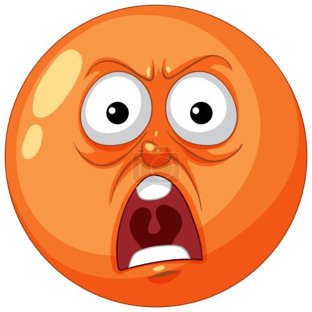Cartoon orange emoji with a shocked expression