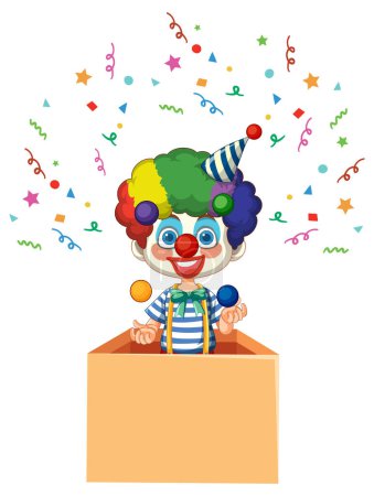 Téléchargez les illustrations : Clown aux confettis et boules colorées - en licence libre de droit
