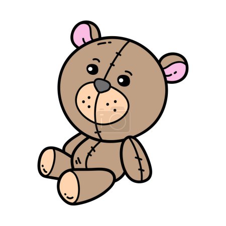 Photo for Vector icon illustration of doodle teddy bear baby toy - Royalty Free Image