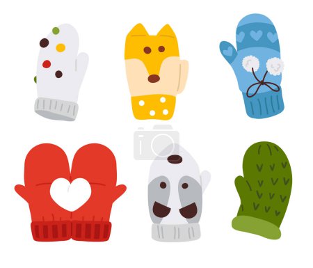 Photo for Cute vector collection of colorful winter various gloves - Royalty Free Image