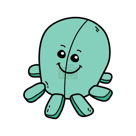 Photo for Vector icon illustration of doodle baby plush octopus - Royalty Free Image