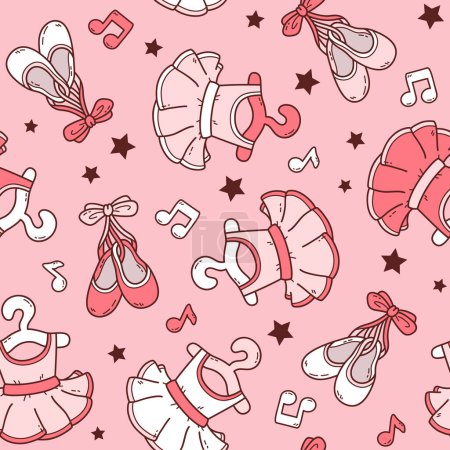Photo for Vector illustration of seamless Scandinavian pattern with colorful ballet doodles for kids fabrics, backdrop, background, wrapping paper - Royalty Free Image