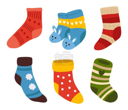 Photo for Cute vector collection of colorful winter various childish socks - Royalty Free Image