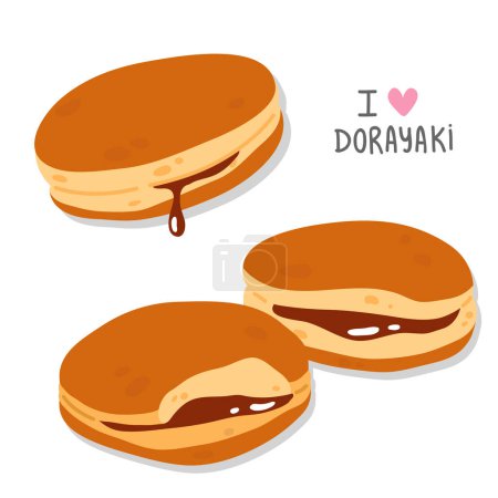 Photo for Vector illustration of cute  doodle asian food dorayaki for print ,design, greeting card,sticker,icon - Royalty Free Image