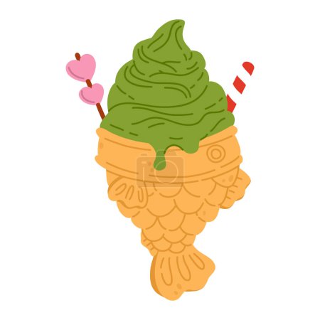 Photo for Vector illustration of cute  doodle asian food  ice cream for print ,design, greeting card,sticker,icon - Royalty Free Image