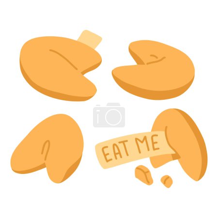 Photo for Vector illustration set of cute  doodle asian food fortune cookies for print ,design, greeting card,sticker,icon - Royalty Free Image