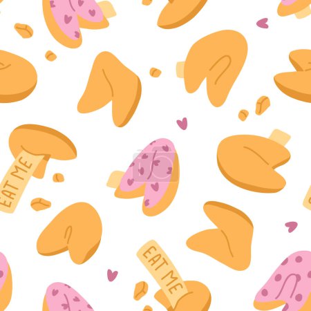 Photo for Vector seamless pattern illustration of cute  doodle asian food fortune cookies - Royalty Free Image