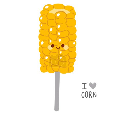 Photo for Vector illustration of cute  doodle asian food fried corn on skewers for print ,design, greeting card,sticker,icon - Royalty Free Image