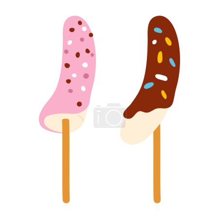 Photo for Vector illustration of cute  doodle asian food choco bananas  for print ,design, greeting card,sticker,icon - Royalty Free Image