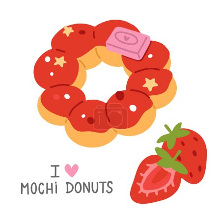 Photo for Vector illustration of cute  doodle asian food mochi donut for print ,design, greeting card,sticker,icon - Royalty Free Image