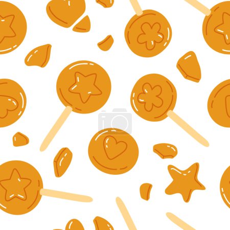 Photo for Vector seamless pattern illustration of cute  doodle asian food dalgona candy - Royalty Free Image