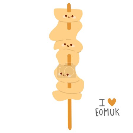 Photo for Vector illustration of cute  doodle asian food eomuk for print ,design, greeting card,sticker,icon - Royalty Free Image