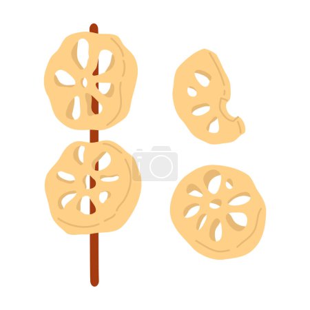 Photo for Vector illustration of cute  doodle asian food lotus root skewers for print ,design, greeting card,sticker,icon - Royalty Free Image