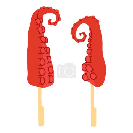 Photo for Vector illustration of cute  doodle asian food octopus leg skewers for print ,design, greeting card,sticker,icon - Royalty Free Image