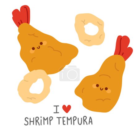 Photo for Vector illustration of cute  doodle asian food tempura shrimp for print ,design, greeting card,sticker,icon - Royalty Free Image