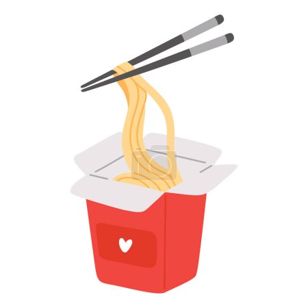 Photo for Vector illustration of cute  doodle asian food  noodle for print ,design, greeting card,sticker,icon - Royalty Free Image