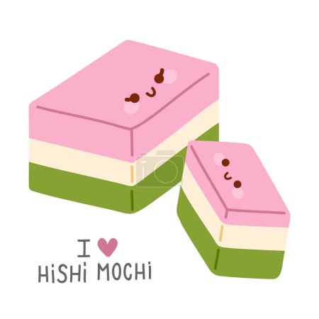 Photo for Vector illustration of cute  doodle asian food hishi mochi for print ,design, greeting card,sticker,icon - Royalty Free Image