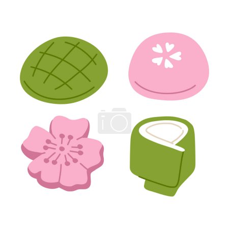 Photo for Vector illustration set of cute  doodle asian cookies food  for print ,design, greeting card,sticker,icon - Royalty Free Image