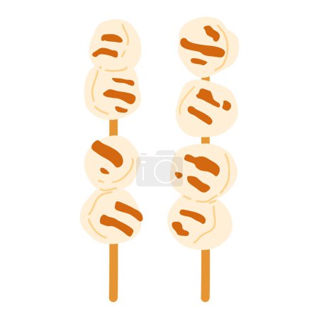 Photo for Vector illustration of cute  doodle asian food scallop yakitori for print ,design, greeting card,sticker,icon - Royalty Free Image