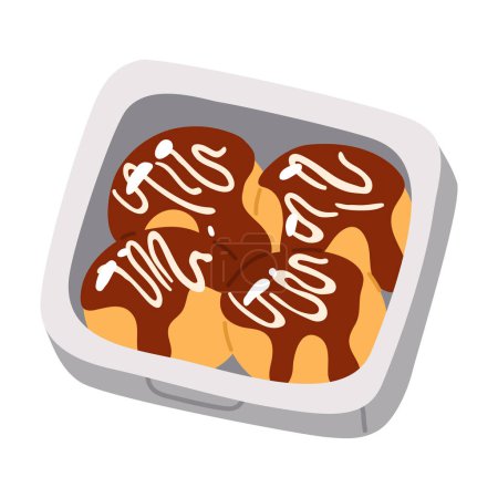 Photo for Vector illustration of cute doodle asian food takoyaki box for print ,design, greeting card,sticker,icon - Royalty Free Image