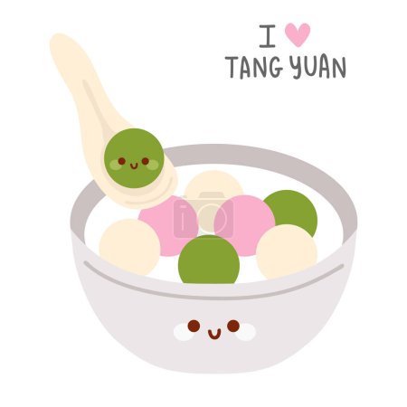 Photo for Vector illustration of cute  doodle asian food tang yuan for print ,design, greeting card,sticker,icon - Royalty Free Image