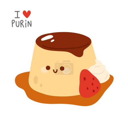 Photo for Vector illustration of cute  doodle asian food purin for print ,design, greeting card,sticker,icon - Royalty Free Image